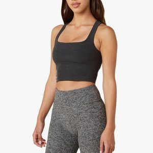 Beyond Yoga Spacedye Square Neck Cropped Tank L Darkest Night NWT
